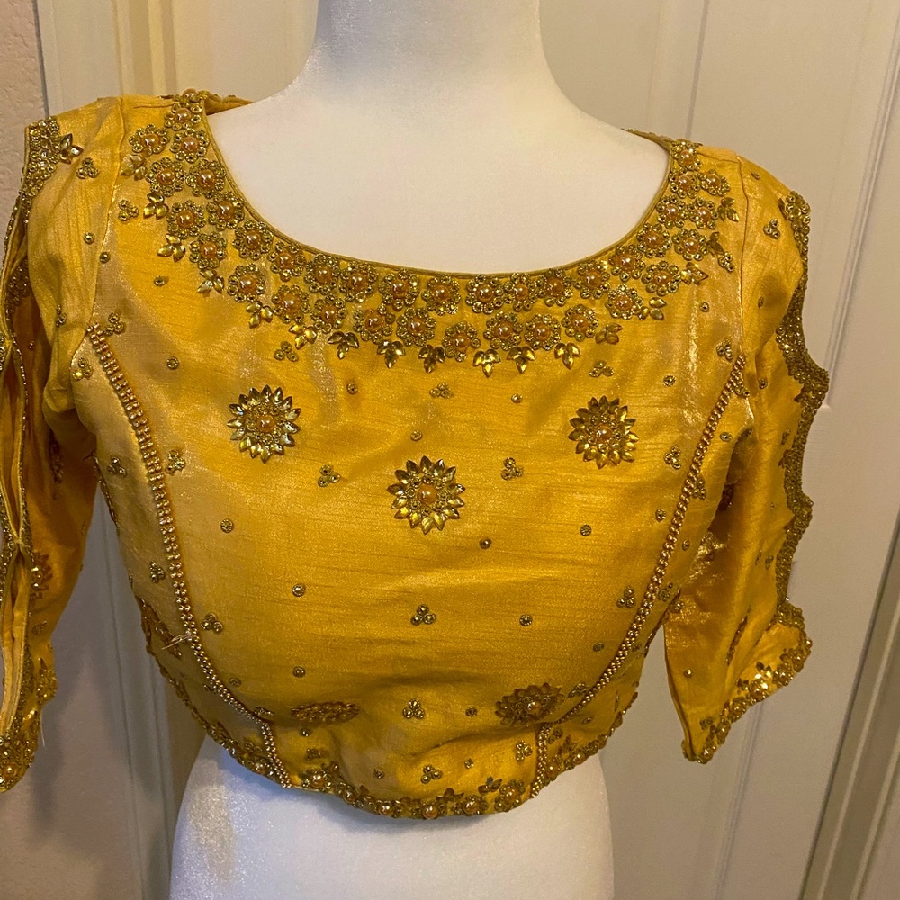 Fancy Indian gold sari blouse